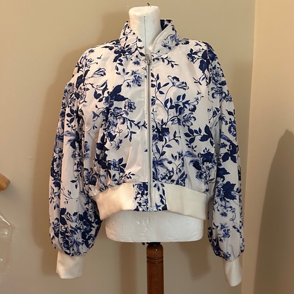 Anthropologie Jackets & Blazers - Anthropologie Blue Floral Bomber Jacket